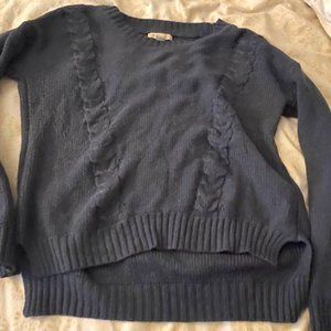 S/M Cozy Blue sweater Cardigan High/Low etched Hem